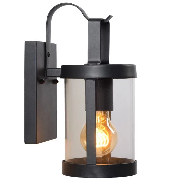 Lucide LINDELO - Wall light Indoor/Outdoor - 1xE27 - IP23 - Black - detail 1